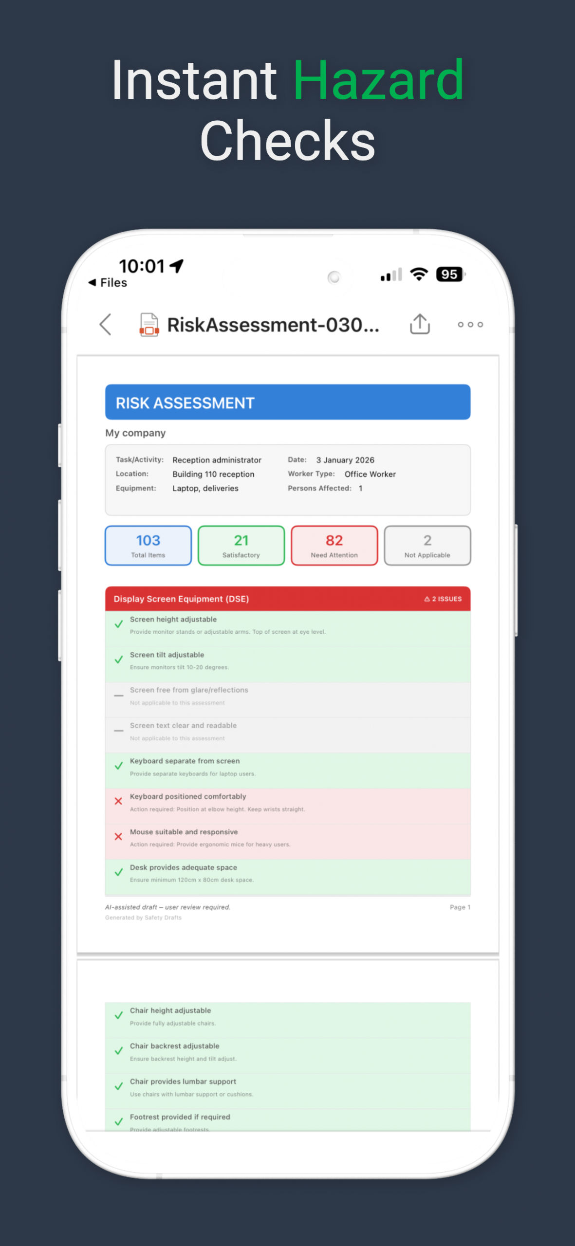 Review hazards quickly and easily